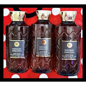 Bath & Body Works Midnight Addiction 10oz Shower Gel Body Wash with Aloe B5 x3